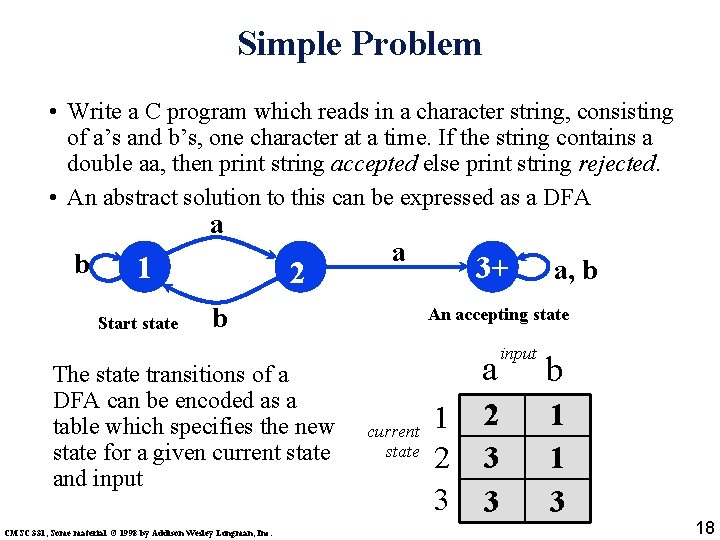 Simple Problem • Write a C program which reads in a character string, consisting
