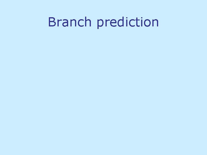 Branch prediction Branch prediction