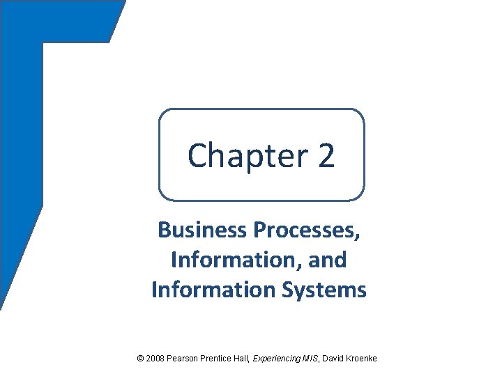 Chapter 22 Business Processes, Information, and Information Systems © 2008 Pearson Prentice Hall, Experiencing