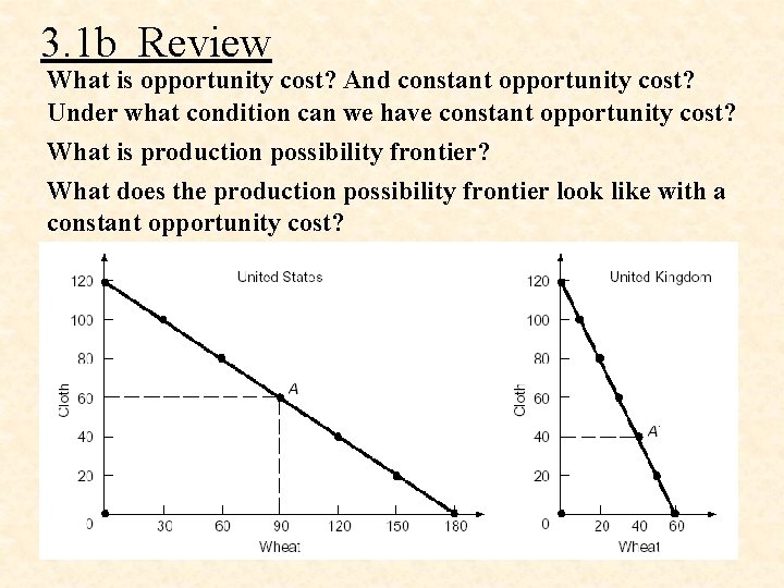 3. 1 b Review What is opportunity cost? And constant opportunity cost? Under what