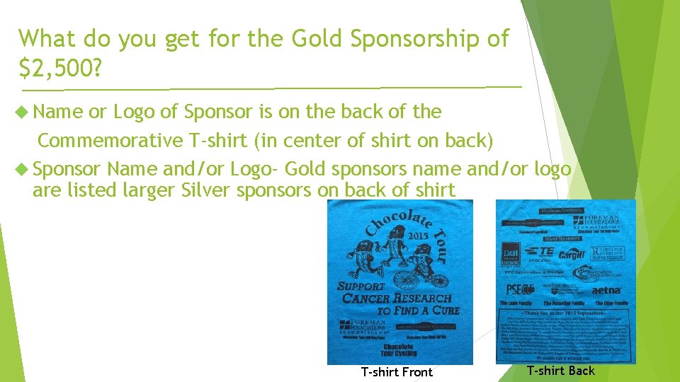 What do you get for the Gold Sponsorship of $2, 500? Name or Logo