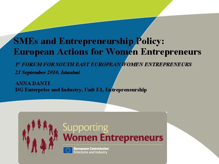 SMEs and Entrepreneurship Policy European Actions for Women