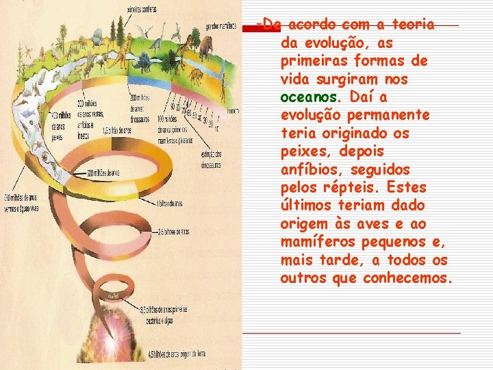 -De acordo com a teoria da evolução, as primeiras formas de vida surgiram nos