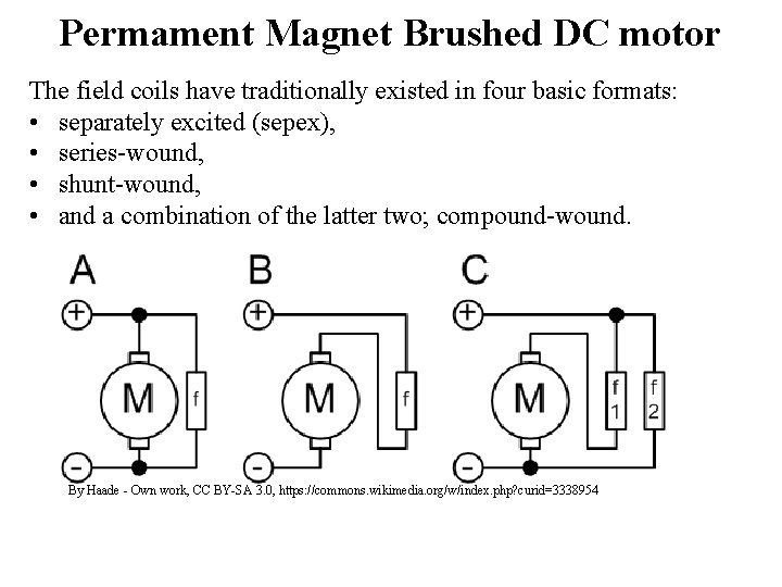 Permament Magnet Brushed DC motor The field coils have traditionally existed in four basic