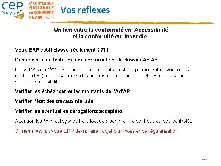 Vos reflexes Un lien entre la conformité en Accessibilité et la conformité en Incendie