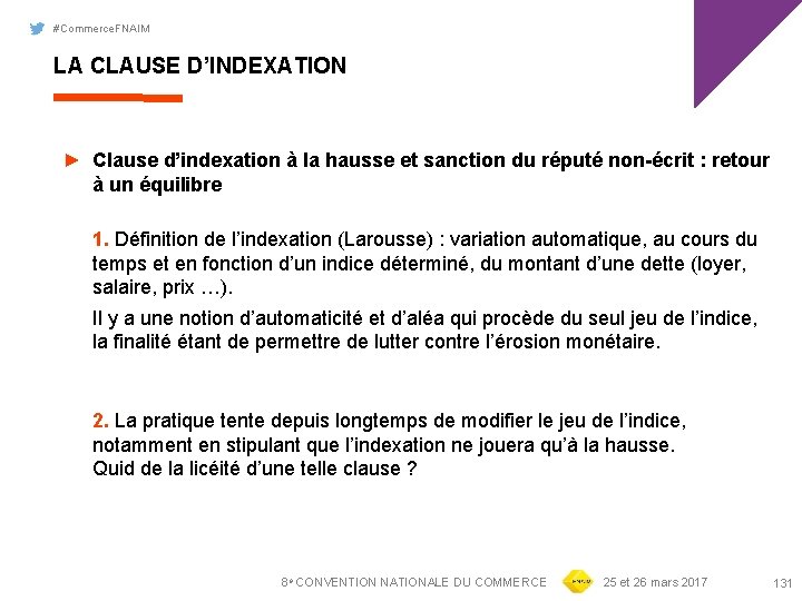 #Commerce. FNAIM LA CLAUSE D’INDEXATION ► Clause d’indexation à la hausse et sanction du