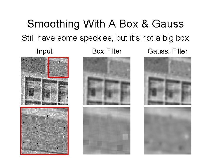 Smoothing With A Box & Gauss Still have some speckles, but it’s not a