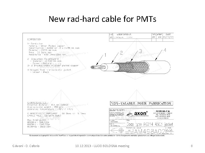 New rad-hard cable for PMTs G Avoni - D. Caforio 10. 12. 2013 -