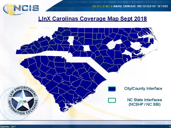 LIn. X Carolinas Coverage Map Sept 2018 City/County Interface NC State Interfaces (NCSHP /