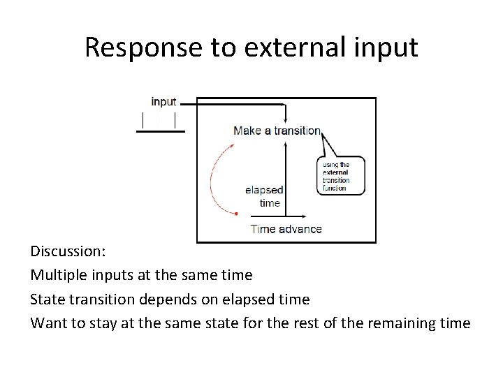 Response to external input Discussion: Multiple inputs at the same time State transition depends