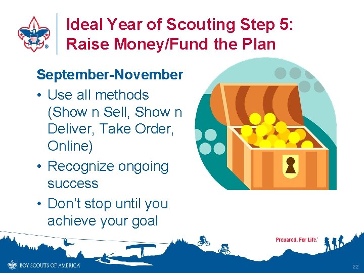 Ideal Year of Scouting Step 5: Raise Money/Fund the Plan September-November • Use all