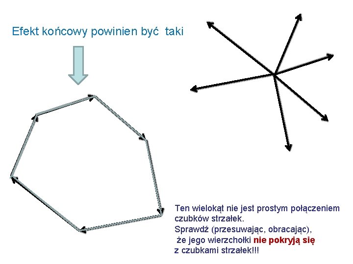 Efekt końcowy powinien być taki Ten wielokąt nie jest prostym połączeniem czubków strzałek. Sprawdź