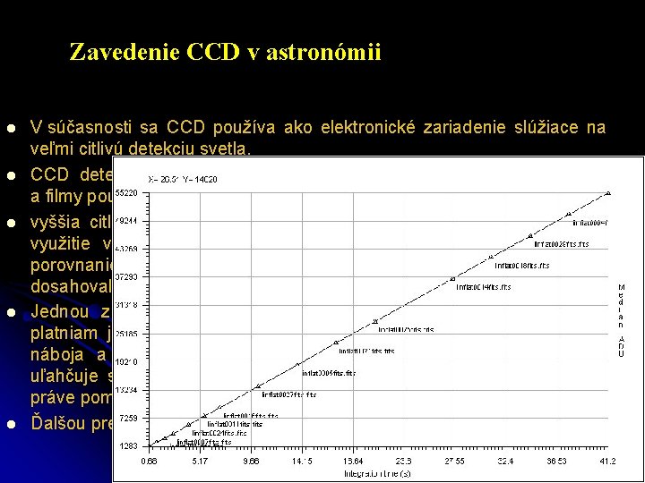 Zavedenie CCD v astronómii l l l V súčasnosti sa CCD používa ako elektronické