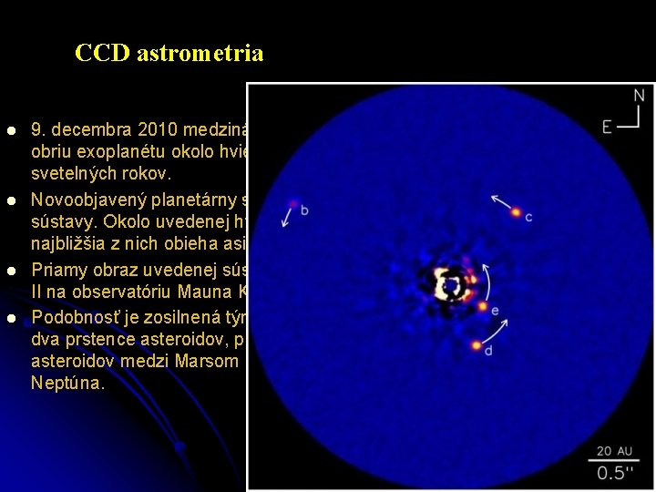 CCD astrometria l l 9. decembra 2010 medzinárodný tím astronómov objavil a zobrazil štvrtú