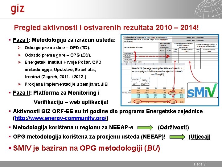Pregled aktivnosti i ostvarenih rezultata 2010 – 2014! § Faza I: Metodologija za izračun