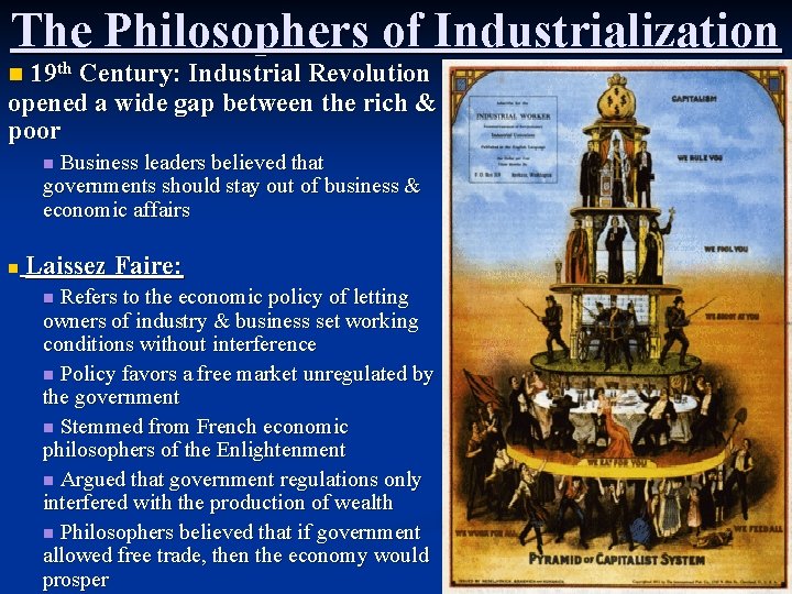 The Philosophers of Industrialization 19 th Century: Industrial Revolution opened a wide gap between