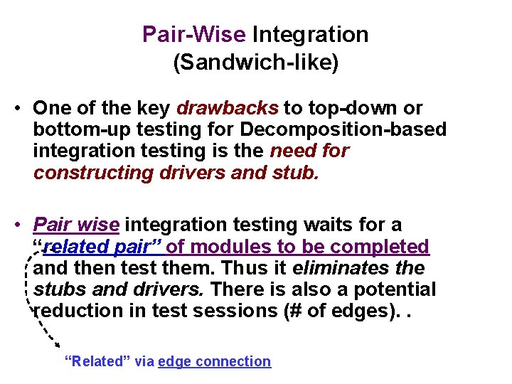 Pair-Wise Integration (Sandwich-like) • One of the key drawbacks to top-down or bottom-up testing