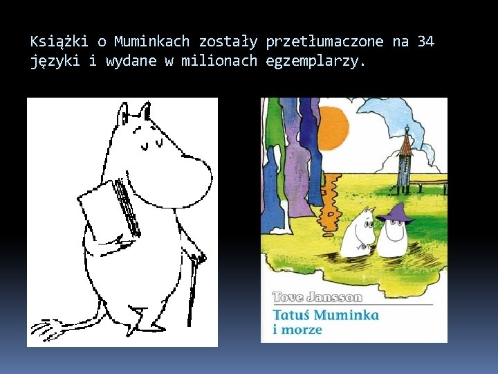 Książki o Muminkach zostały przetłumaczone na 34 języki i wydane w milionach egzemplarzy. 