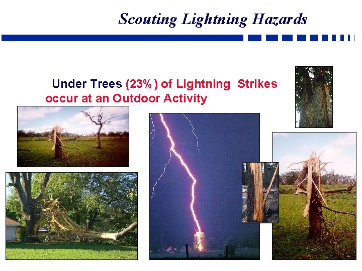 Scouting Lightning Hazards Under Trees (23%) of Lightning Strikes occur at an Outdoor Activity