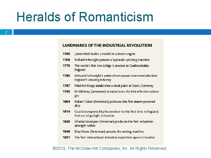 Heralds of Romanticism 7 © 2013, The Mc. Graw-Hill Companies, Inc. All Rights Reserved.