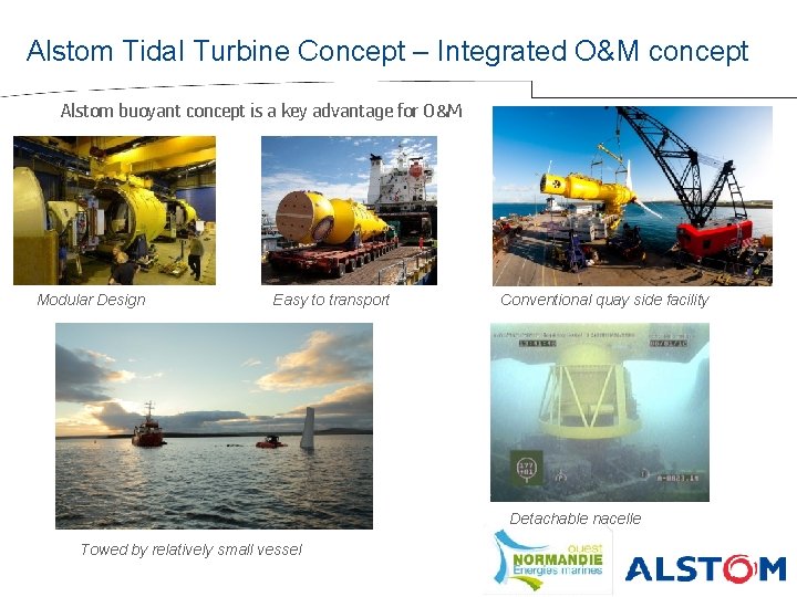 Alstom Tidal Turbine Concept – Integrated O&M concept Alstom buoyant concept is a key