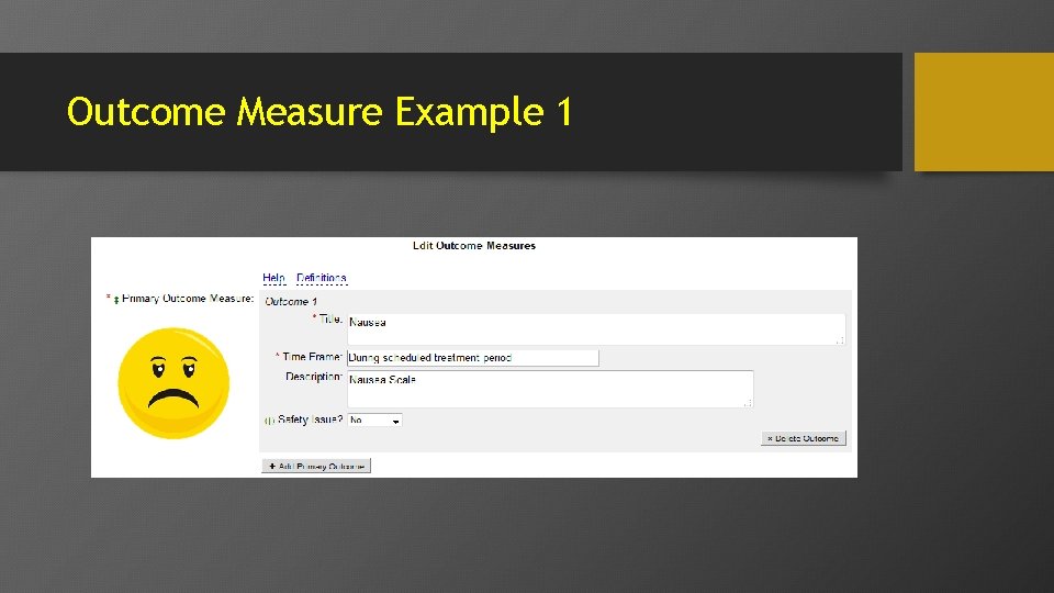 Outcome Measure Example 1 