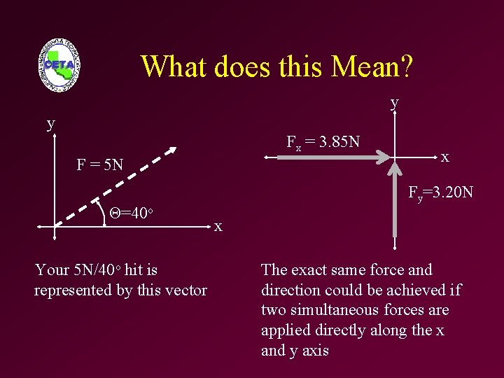 What does this Mean? y y Fx = 3. 85 N F = 5