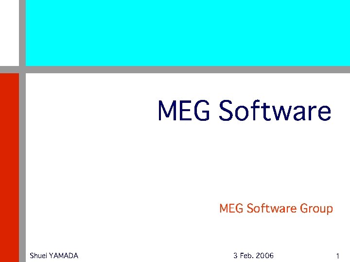MEG Software Group Shuei YAMADA 3 Feb. 2006 1 