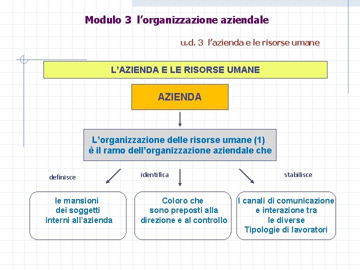 Modulo 3 l’organizzazione aziendale u. d. 3 l’azienda e le risorse umane L’AZIENDA E