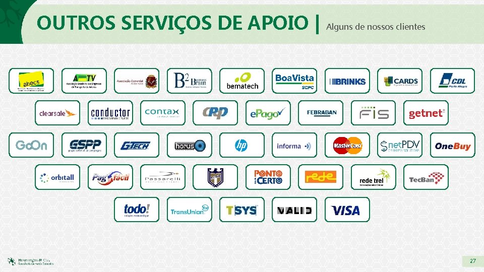 OUTROS SERVIÇOS DE APOIO | Alguns de nossos clientes 27 