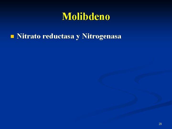 Molibdeno n Nitrato reductasa y Nitrogenasa 29 