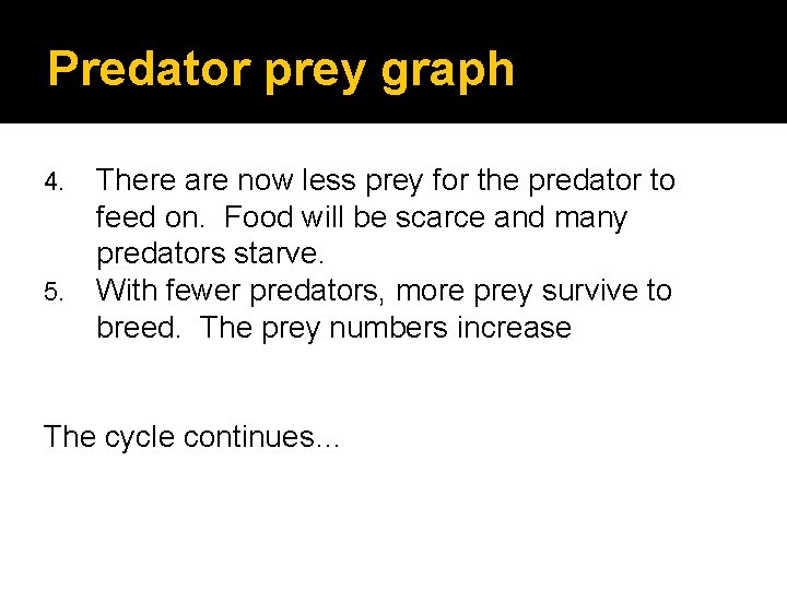 Predator prey graph 4. 5. There are now less prey for the predator to