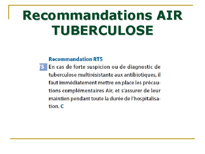 Recommandations AIR TUBERCULOSE , , , Recommandations AIR TUBERCULOSE , , ,
