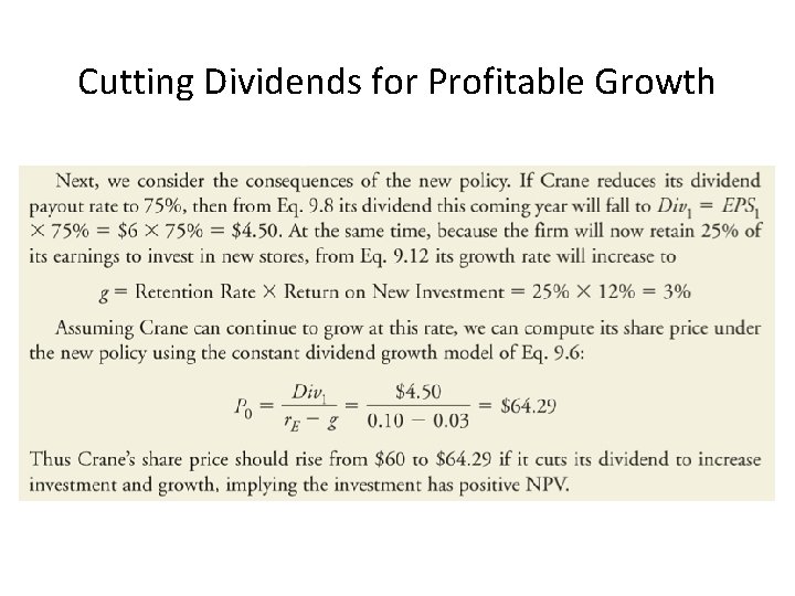 Cutting Dividends for Profitable Growth 