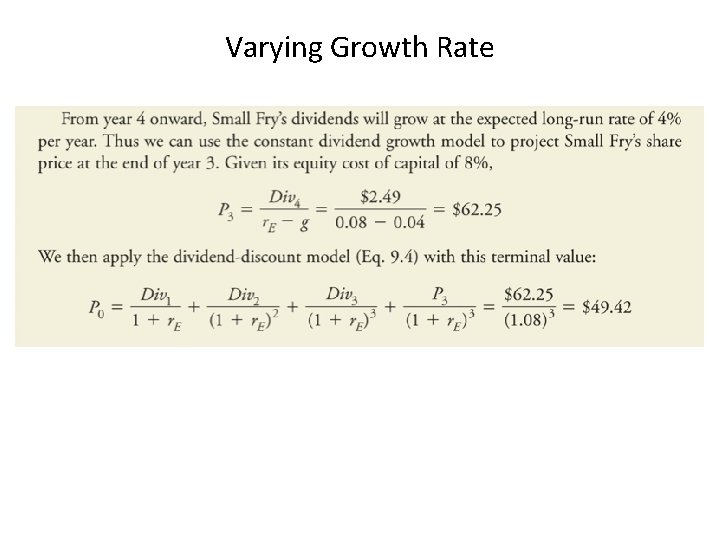 Varying Growth Rate 