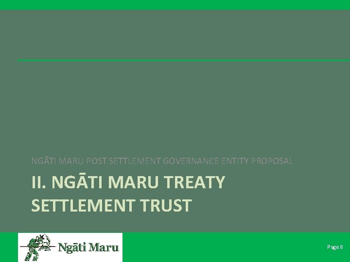 NGĀTI MARU POST SETTLEMENT GOVERNANCE ENTITY PROPOSAL II. NGĀTI MARU TREATY SETTLEMENT TRUST Page