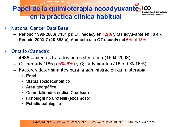 Papel de la quimioterapia neoadyuvante en la práctica clínica habitual • National Cancer Data