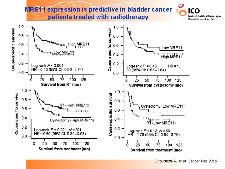 MRE 11 expression is predictive in bladder cancer patients treated with radiotherapy Choudhury A,