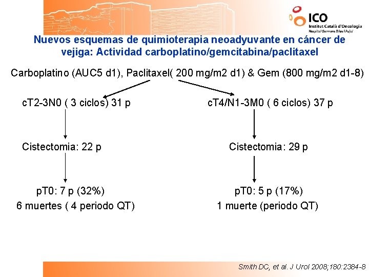 Nuevos esquemas de quimioterapia neoadyuvante en cáncer de vejiga: Actividad carboplatino/gemcitabina/paclitaxel Carboplatino (AUC 5