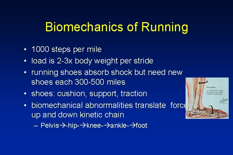 Biomechanics of Running • 1000 steps per mile • load is 2 -3 x