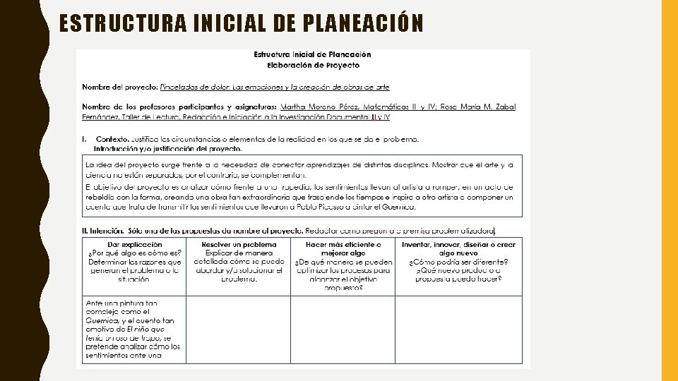 ESTRUCTURA INICIAL DE PLANEACIÓN 