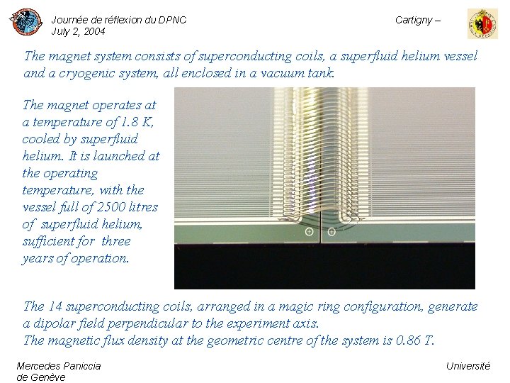 Journée de réflexion du DPNC July 2, 2004 Cartigny – The magnet system consists