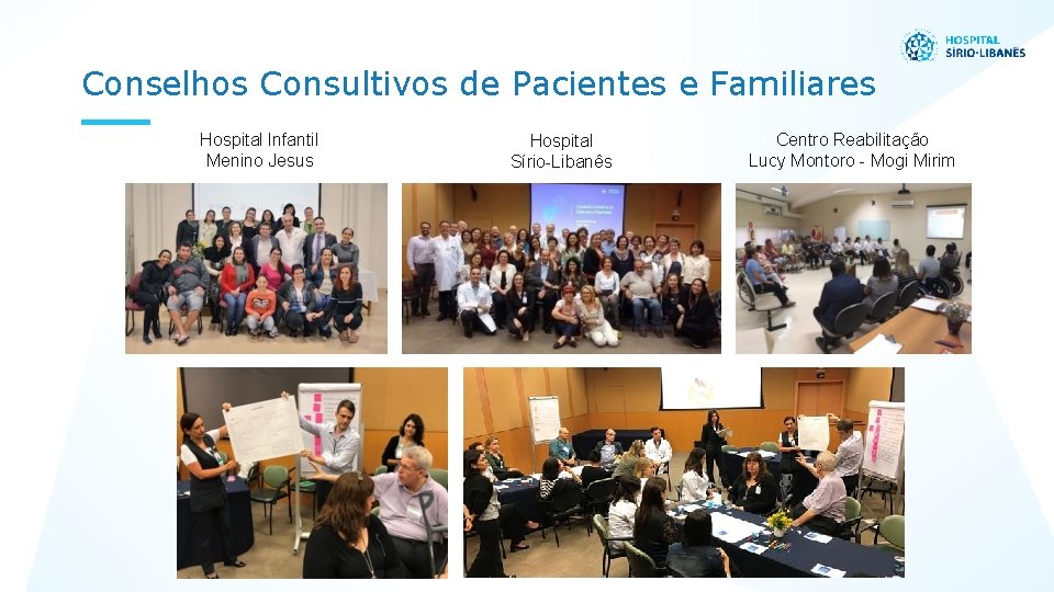 Conselhos Consultivos de Pacientes e Familiares Hospital Infantil Menino Jesus Hospital Sírio-Libanês Centro Reabilitação