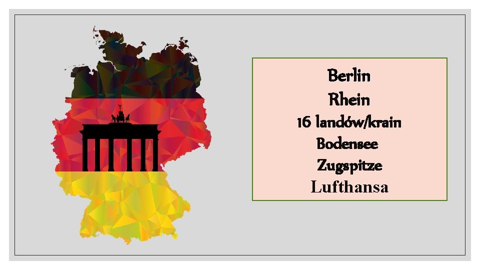 Berlin Rhein 16 landów/krain Bodensee Zugspitze Lufthansa 