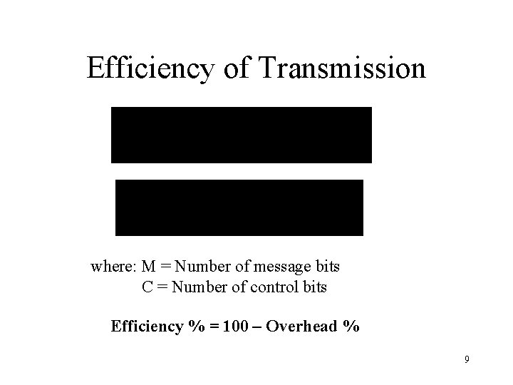 Efficiency of Transmission where: M = Number of message bits C = Number of