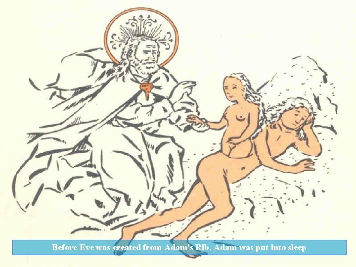 Before Eve was created from Adam's Rib, Adam was put into sleep 