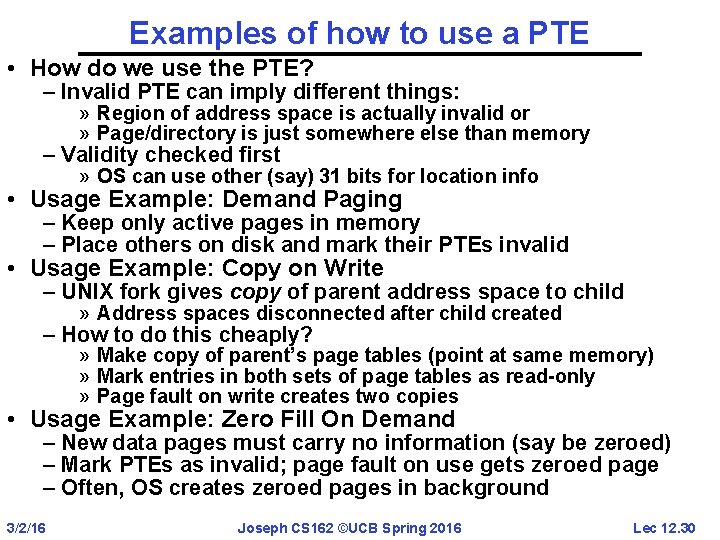 Examples of how to use a PTE • How do we use the PTE?