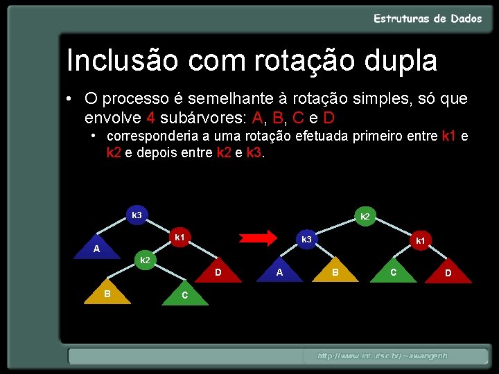 Inclusão com rotação dupla • O processo é semelhante à rotação simples, só que