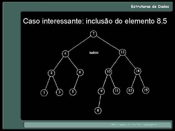 Caso interessante: inclusão do elemento 8. 5 