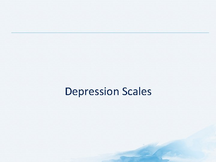 Depression Scales 
